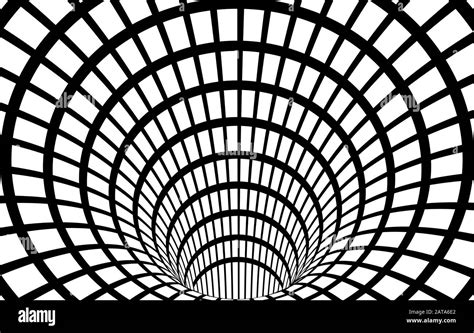 Geometric Black And White Abstract Hypnotic Worm Hole Tunnel Optical