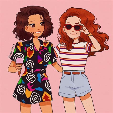 Nancy and jonathan follow a lead, steve and robin sign on to a secret mission, and max and eleven go shopping. meg, 15 years old🐠 🍋 on Instagram: "mall shopping drawing their outfits was just as fun as i ...