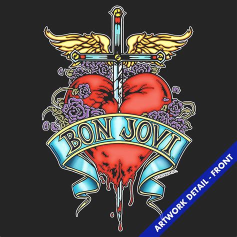 Bon Jovi T Shirt Heart And Dagger Logo Bon Jovi T Shirt