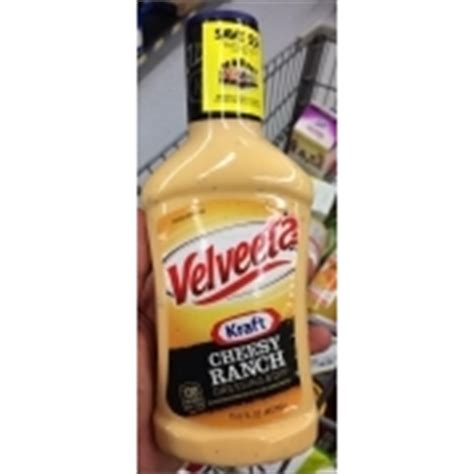 It's ideal for hamburgers, omelets, tacos, salads, fresh vegetables and more. Kraft Velveeta Cheesy Ranch Dressing & Dip: Calories ...