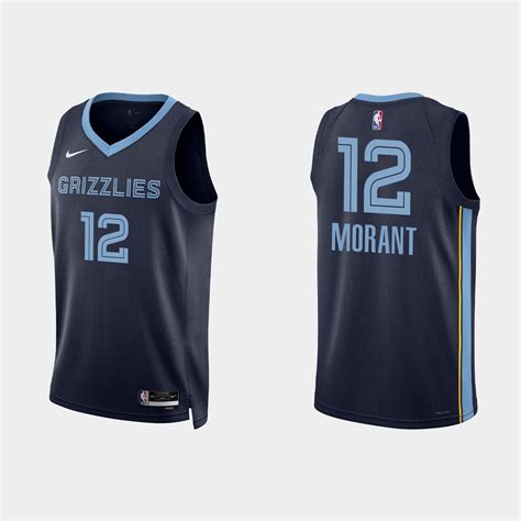 Memphis Grizzlies 12 Ja Morant Icon Edition Navy Jersey 2022 23
