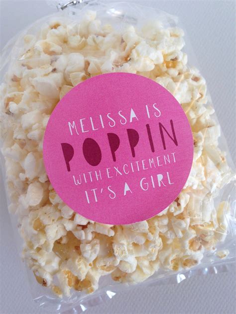 Its A Girl Popcorn Favors Baby Shower Favor Sticker By Invitedtoo