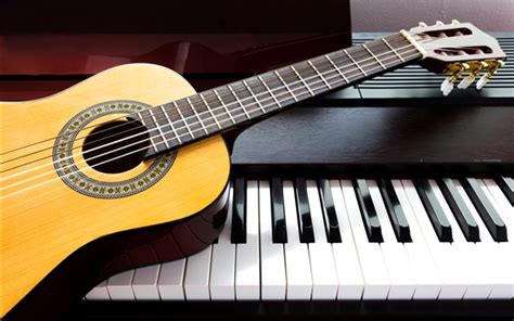 Fondos De Pantalla Guitarra Y Piano Tema Musical 3840x2160 Uhd 4k Imagen