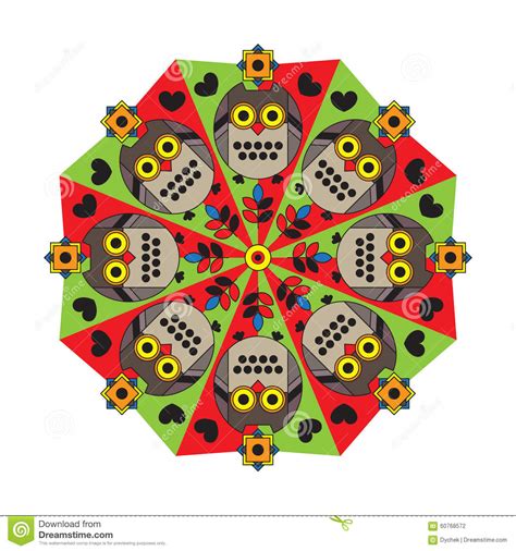 Klik op een mandala dieren kleurplaat om deze te vergroten, te downloaden, uit te printen of op facebook te plaatsen. Mandala Voor Kinderen Met Uil En Harten Vector Illustratie ...