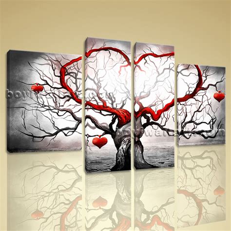 Large Stretched Canvas Print Abstract Heart Love Tree