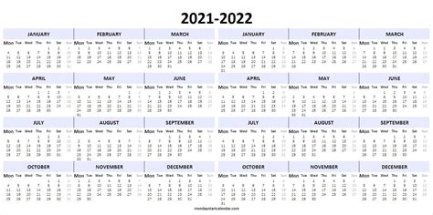 Editable Academic Calendar 2021 22 Blank Calendar Template Free