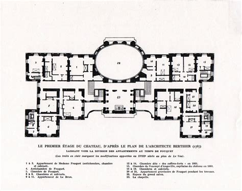 Chateau De Vaux Le Vicomte First Floor Plan Architectural Floor Plans