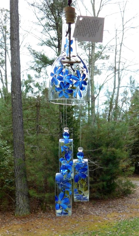 Wind Chimes Made From Wine Bottles Blue Belle Wine Chime Recycled