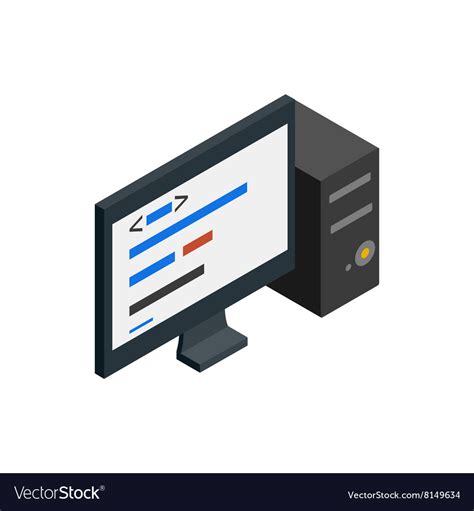 Computer Icon Isometric 3d Style Royalty Free Vector Image
