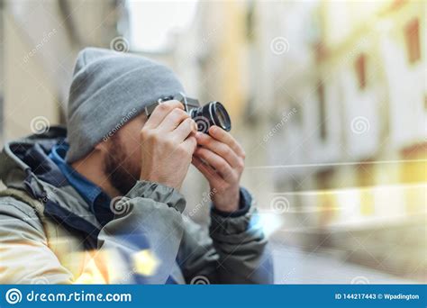 Male Tourist With Retro Camera Stock Image - Image of remote, student ...