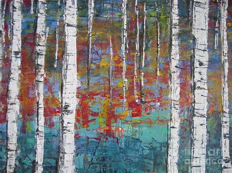 Birch Trees Painting By Helvi Smith