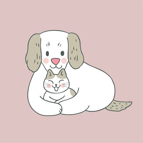 Cartoon Cute Sweet Cat And Dog Vector 621813 Vector Art At Vecteezy