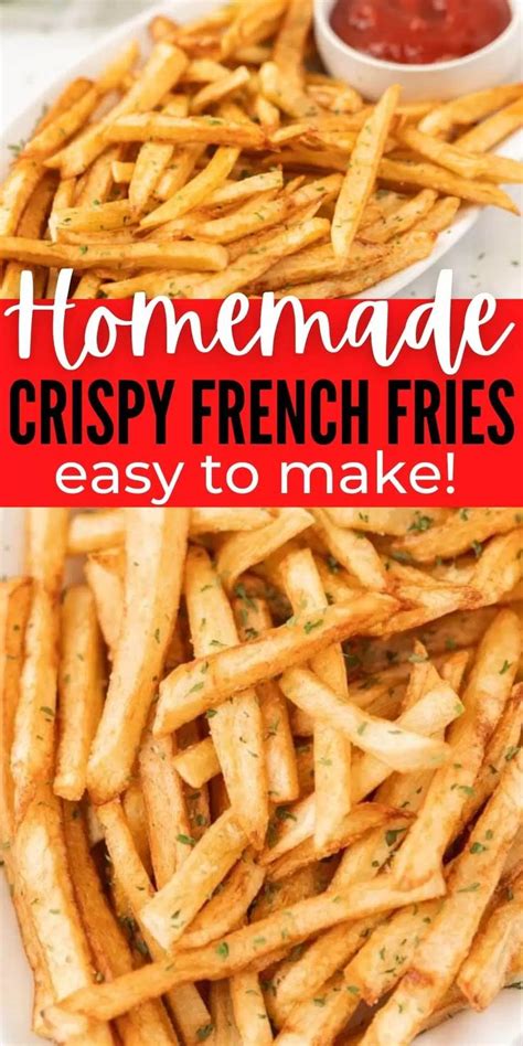 Homemade Crispy French Fries With Ketchup On The Side And Text Overlay