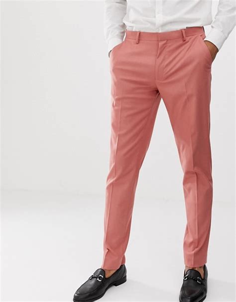 Asos Design Wedding Skinny Suit Pants In Pink Asos