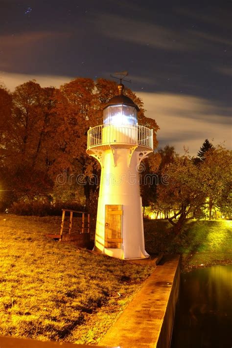 Lighthouse In The Night Stock Image Image Of Center Lighthouse 3423173