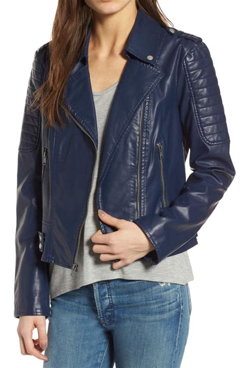 Womens Asymmetrical Style Blue Motorcyle Leather Jacket Tlm Blue