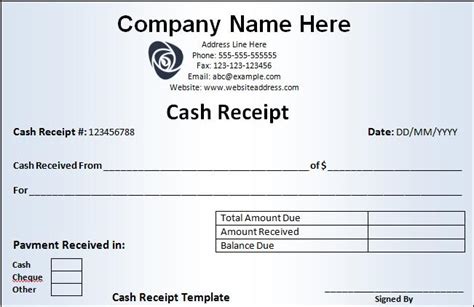Cash Receipt Templates 17 Printable Word Excel PDF Formats