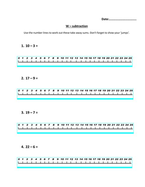 Subtraction Using A Number Line Teaching Resources