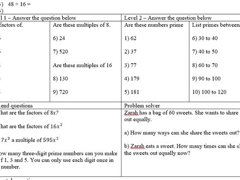 Multiples And Prime Numbers Worksheet