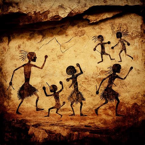 Ancient Hand Painted Cave Art Generative Ai Stock Illustration