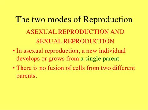 Ppt The Two Modes Of Reproduction Powerpoint Presentation Id624634