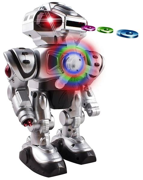 Buy Android Battery Operated Disc Shooting Toy Robot Walking Flashing