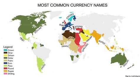 This Map Shows Commonly Used Currency Names Around The World I Think
