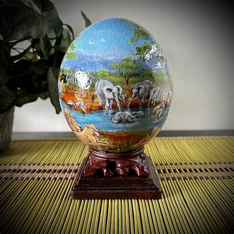 African Watering Hole Hand Painted Ostrich Egg Etsy