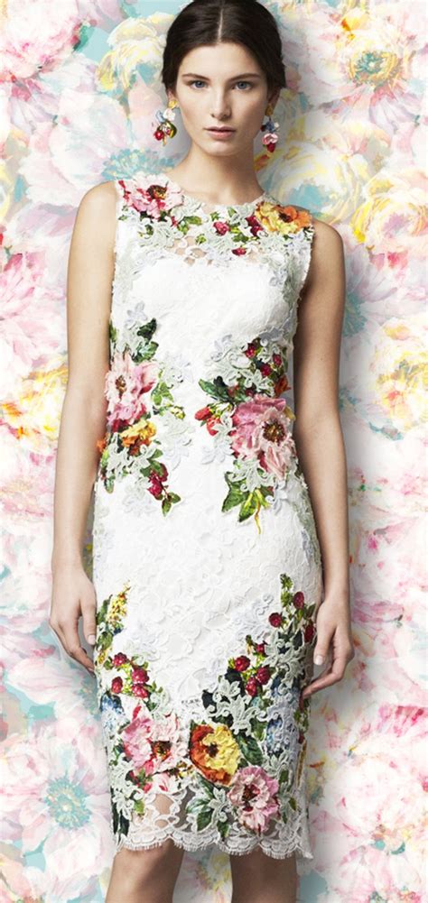 Fashion Designers Floral Dolce And Gabbana Embroidered Pencil Dress
