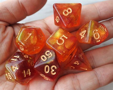 Dnd Dice Set Polyhedral Dice Red And Orange Mix Galaxy Dandd Etsy
