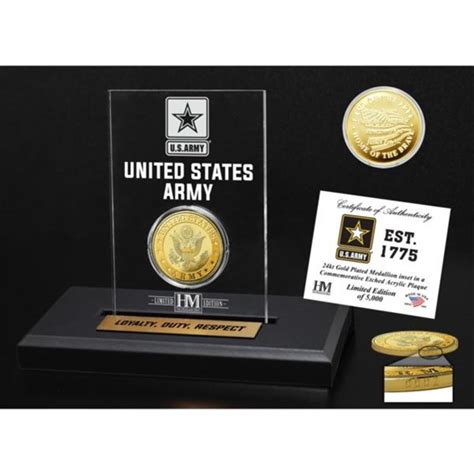 United States Army Gold Coin Etched Acrylic Choose Your T