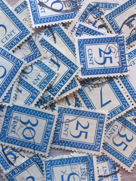 Vintage Netherlands Used Postage Stamp Lot 40 Blue And White Etsy