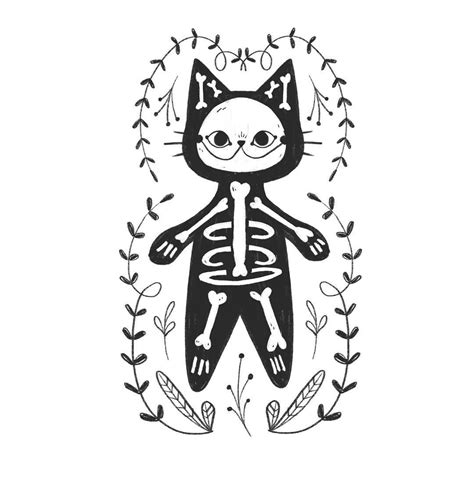 Spooky Scary Skeletons 🎶 💀 Cat Skeleton Halloween Doodle Cute