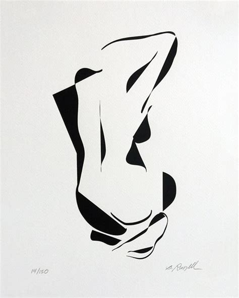 Abstract Nude Mid Century Modern Artblack And White Art Mod Art Nude