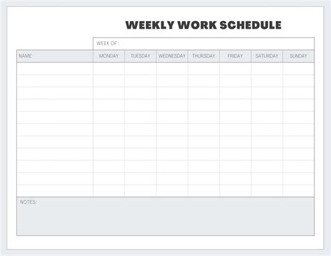 Blank Work Schedule Forms