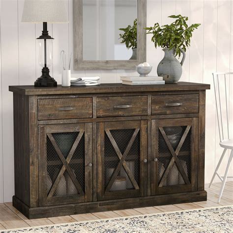 Typically placed along walls in dining rooms, they can be used to set food for serving buffet style, and for storing linens, china and other serving supplies. Rustic Farmhouse Style Sideboards and Buffets On Sale ...