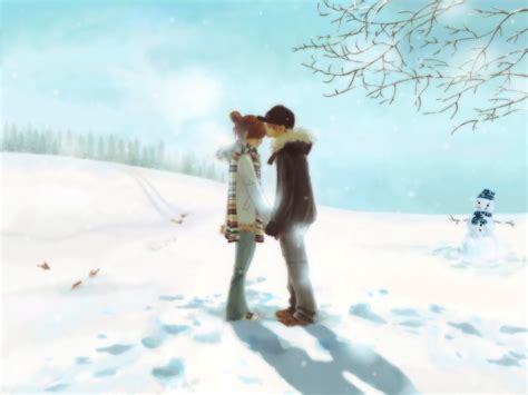 Winter Cute Anime Couple Anime Love Wallpaper 2560x1920 232886