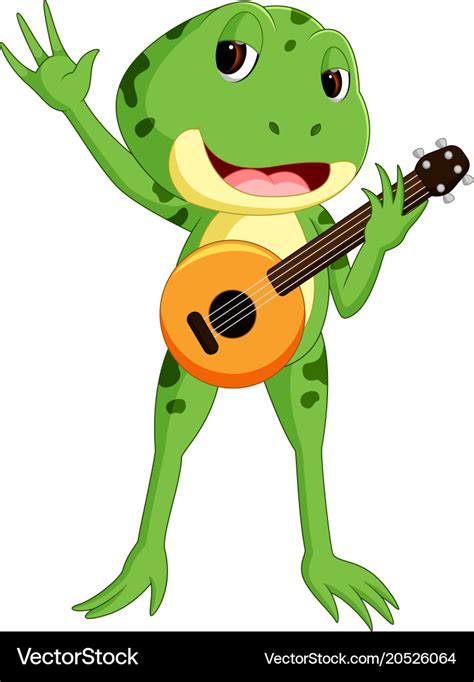 Green Frog Playing Guitar Royalty Free Vector Image