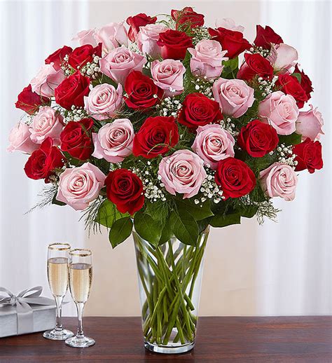 4 Dozen Red And Pink Rose Vase Royalty Flowers