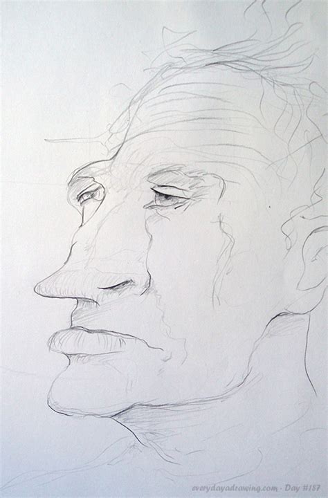 First, sketch the general shape of the nose as you imagine it. Pencil | Every Day A Drawing