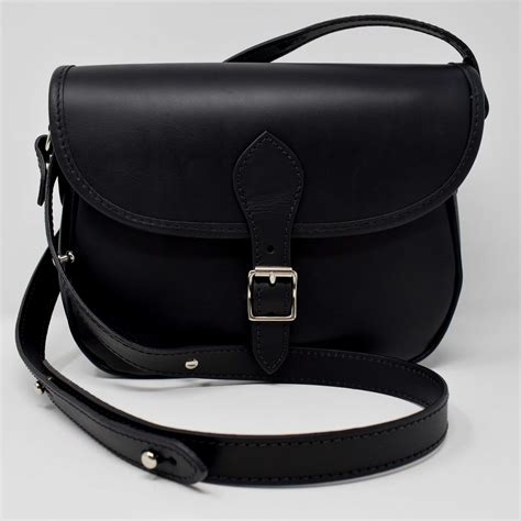 Luxury Black Leather Saddle Bag Knockando Woolmill