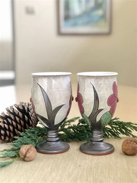 Wine Goblet Set Ceramic Goblet Set Wine Chalice Set Stoneware Cups