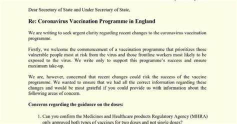 As previously notified, pleasingly this week. Covid Vaccine: letter to Secretary of State - Clive Lewis