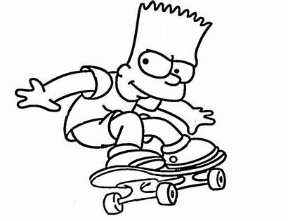 Simpson Bart Coloring Simpsons Skateboard Printable Drawing