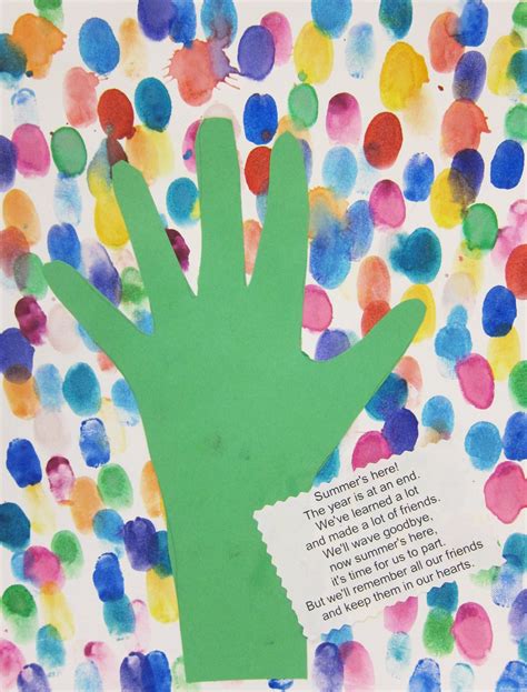 Print | back to craft ideas. End of Year Kindergarten Fingerprint Art | Kindergarten crafts, Preschool art, Kindergarten art ...