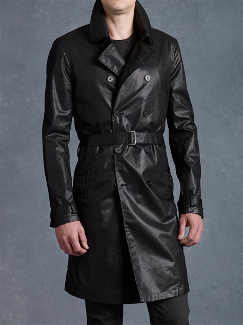 John Varvatos Double Breasted Trench Coat In Black For Men Lyst