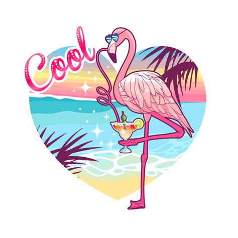 Cool Flamingo Drinks Margarita Sunset Landscape Cool Flamingo Drinks