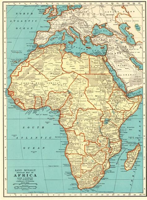 1935 Antique Africa Map Vintage Collectible Map Of Africa Gallery Wall