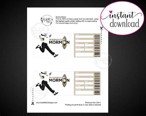 Printable THE BOOK Of MORMON Broadway Surprise Ticket Etsy Book Of Mormon Broadway The