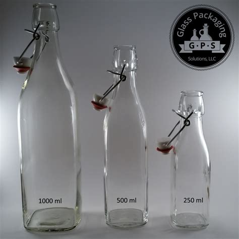 Bormioli Rocco 1 Liter Square Clear Swing Top Bottles